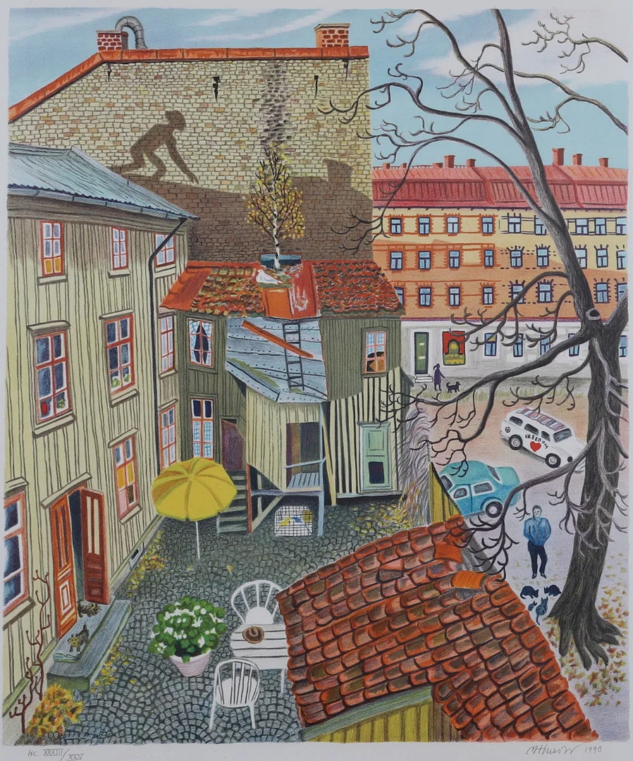 MONA HUSS WALIN. färglitografi, signerad, numrerad XXXIII/XLV och daterad 1990. — Engravings & Prints — Gomér & Andersson Norrköping
