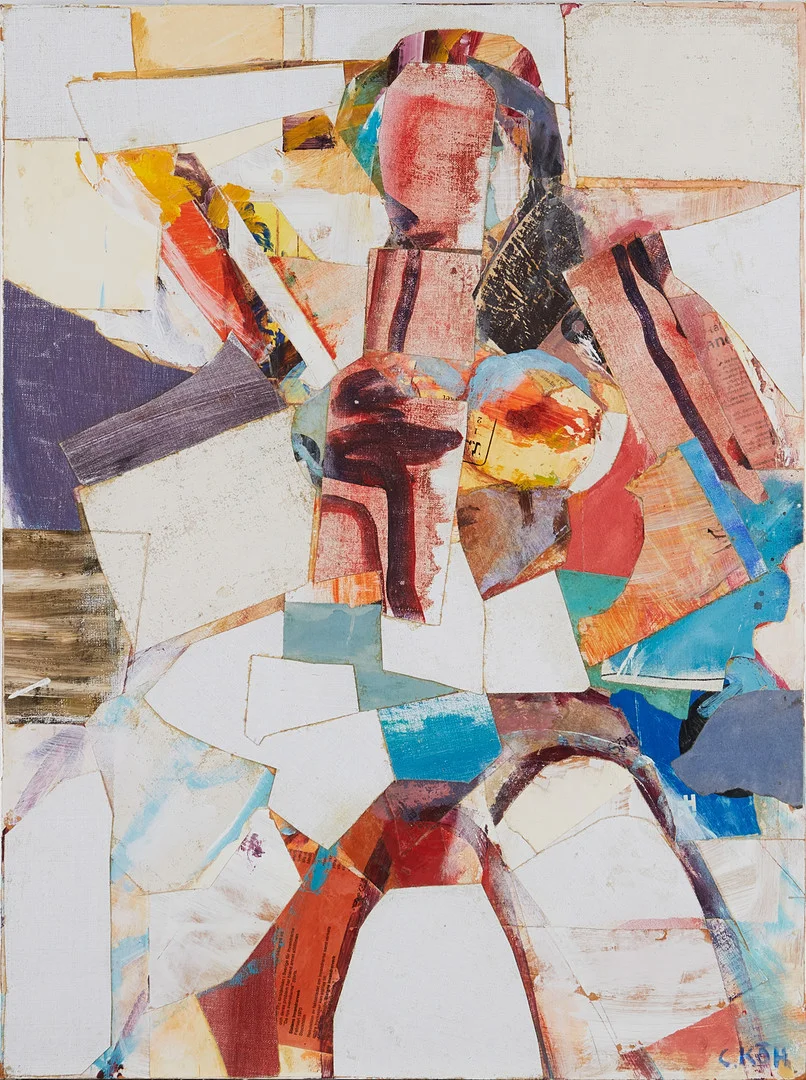 CARL KÖHLER. "Modell med vit handduk", blandteknik/ collage, signerad C Köh. — Paintings — Stockholms Auktionsverk Magasin 5