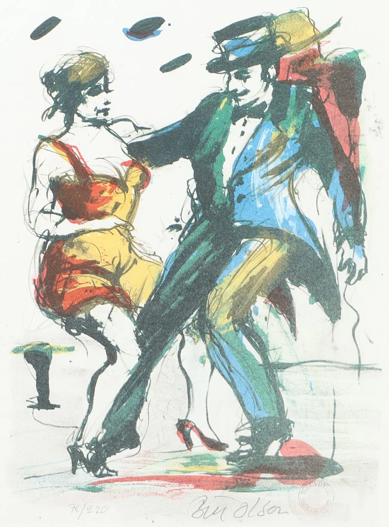 BILL OLSSON. Dans, färglitografi, signerad. — Engravings & Prints — Helsingborgs Auktionskammare
