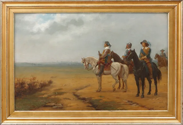 OIDENTIFERAD KONSTNÄR. Gustav II Adolf, olja på duk, otydligt signerad, daterad 1885.