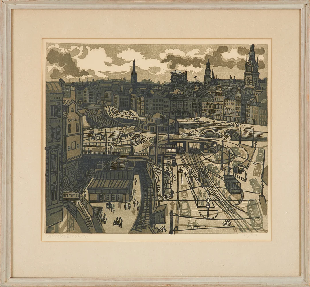 SVENOLOV EHRÉN. Slussen litografi, 52/310, signerad och daterad, -59. — Other — Stockholms Auktionsverk Sickla