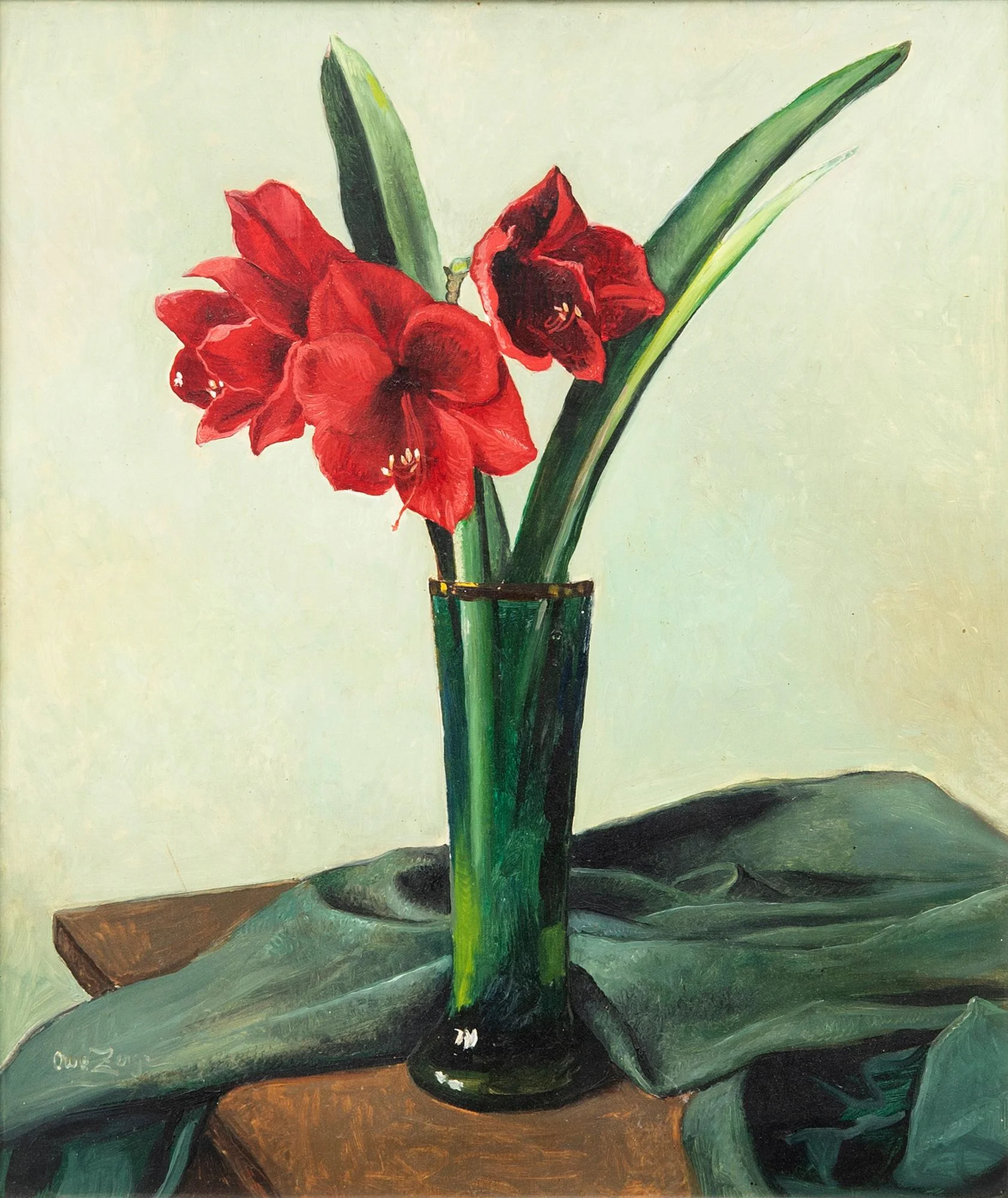 Owe Zerge, Stilleben med amaryllis. — Konst/Modern svensk konst — Bukowskis