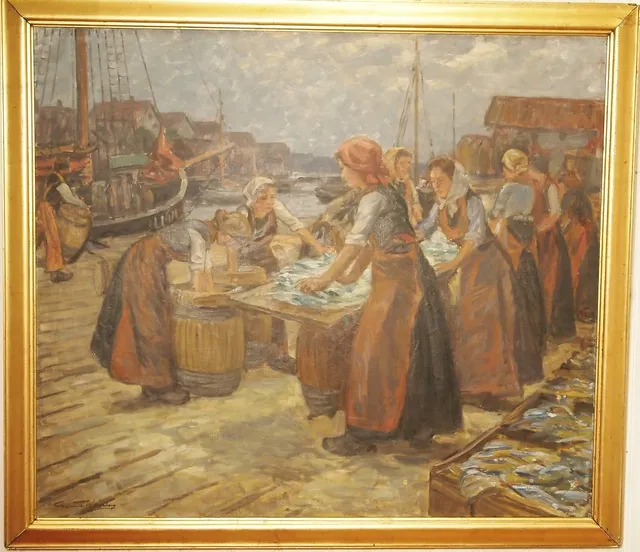 GUNNAR WEINBERG. Motiv från Mollösund, olja på duk, signerad.