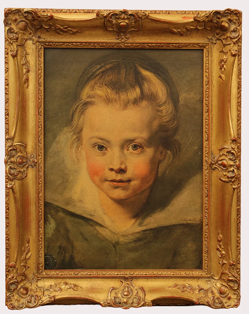 PETER PAUL RUBENS. , efter, Obpacher Faksimile, porträtt av konstnärens dotter, Clara Serena Rubens. Originalet utfördes ca. år 1616. 1900-talets tredje fjärdedel. — Paintings — Limhamns Auktionsbyrå