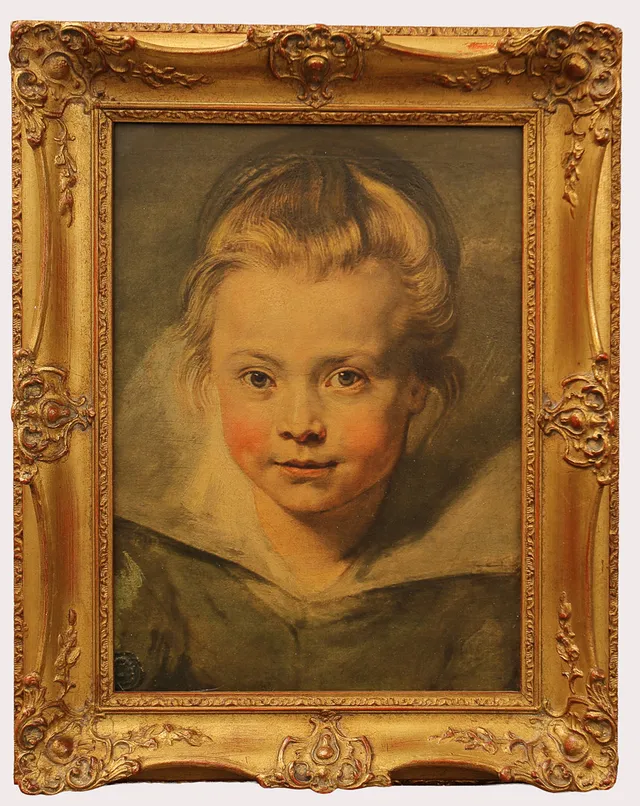 PETER PAUL RUBENS. , efter, Obpacher Faksimile, porträtt av konstnärens dotter, Clara Serena Rubens. Originalet utfördes ca. år 1616. 1900-talets tredje fjärdedel.