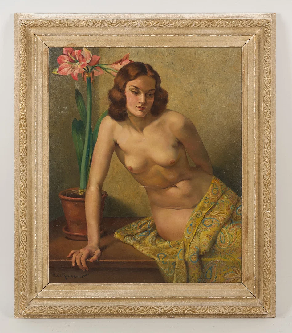 PHILIPPE DE ROUGEMONT (1891-1965). Modell, signerad, olja på duk. — Paintings — Stockholms Auktionsverk Helsinki