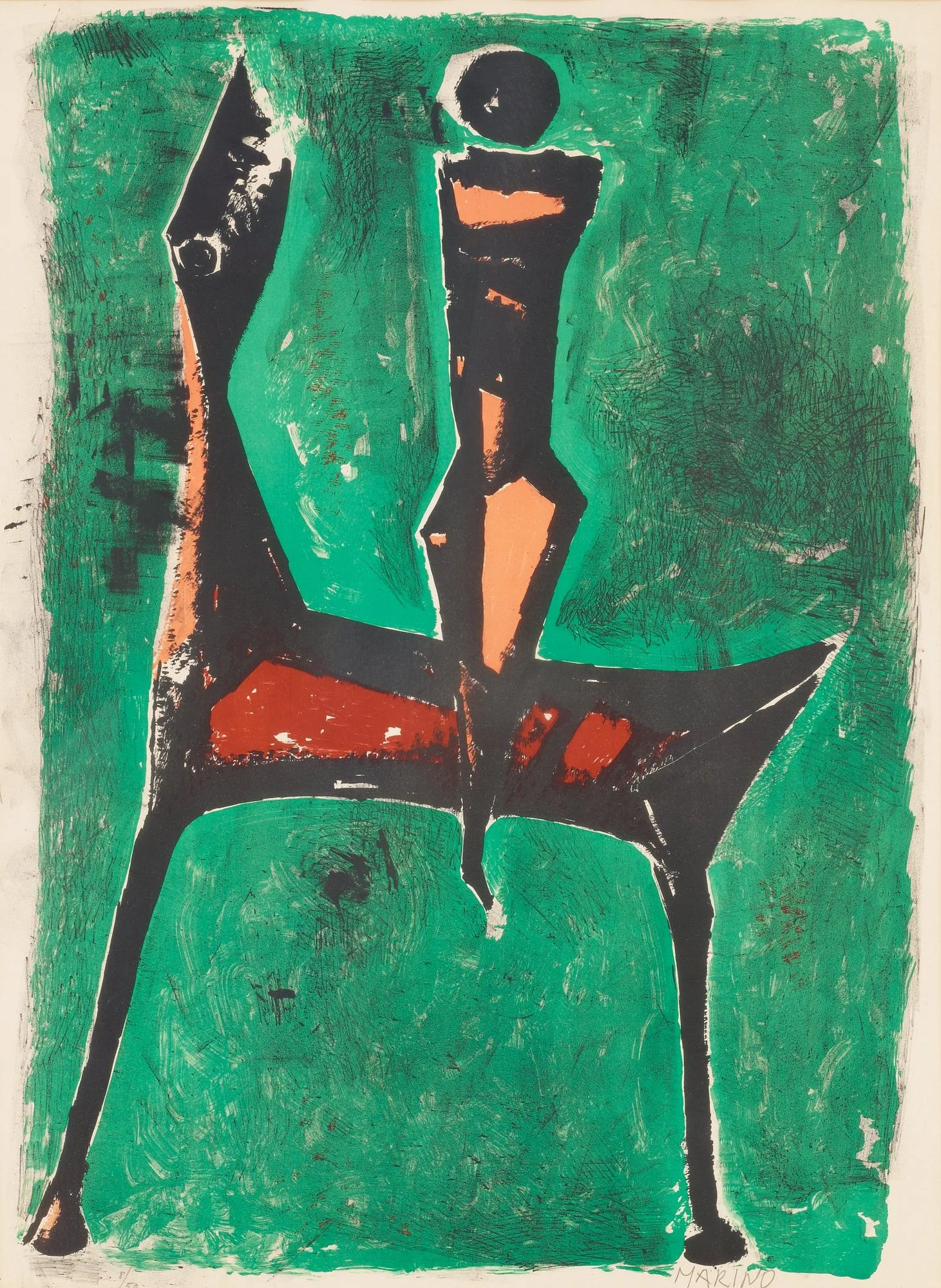 Marino Marini, "Cavalier sur fond vert". — Bukowskis