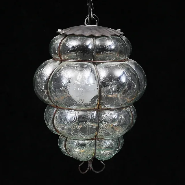 TAKLAMPA, smide/glas, 1900-tal.
