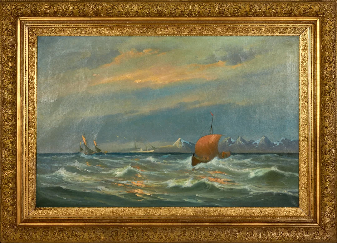 ARVID JOHANSSON, (SVERIGE, 1862-1923). Segelbåtar till havs, signerad, olja på duk. — Paintings — Crafoord Auktioner Stockholm