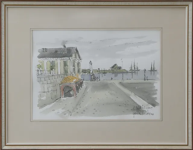 OVE MATHIESEN. AKVARELL, Karlskronamotiv, 1900-tal.