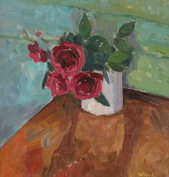 WIVE LARSSON. Blomsterstilleben, olja på duk, signerad Wive L.