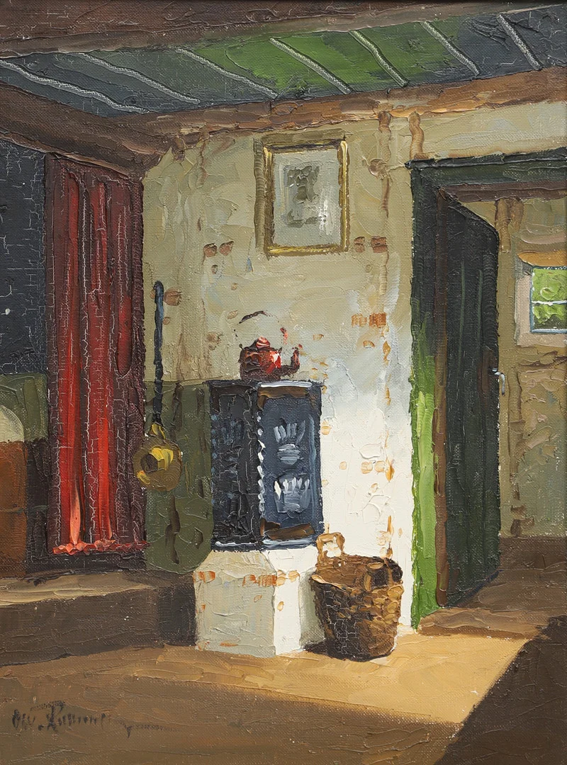 OSVALD RASMUSSEN. Olja på duk, rumsinteriör, signerad. — Paintings — Ekenbergs Auktioner