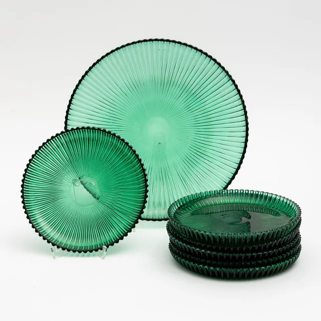 ARTHUR PERCY. Fat, 1+6 st, glas, "Reffla", Gullaskruf glasbruk. 1900-talets andra hälft.