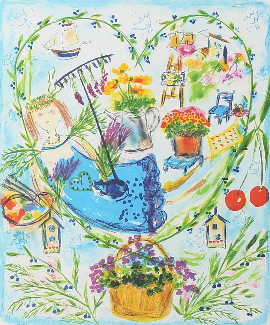 LENA LINDERHOLM. Färglittografi, signerad och numrerad 15/250. — Paintings — Växjö Auktionskammare