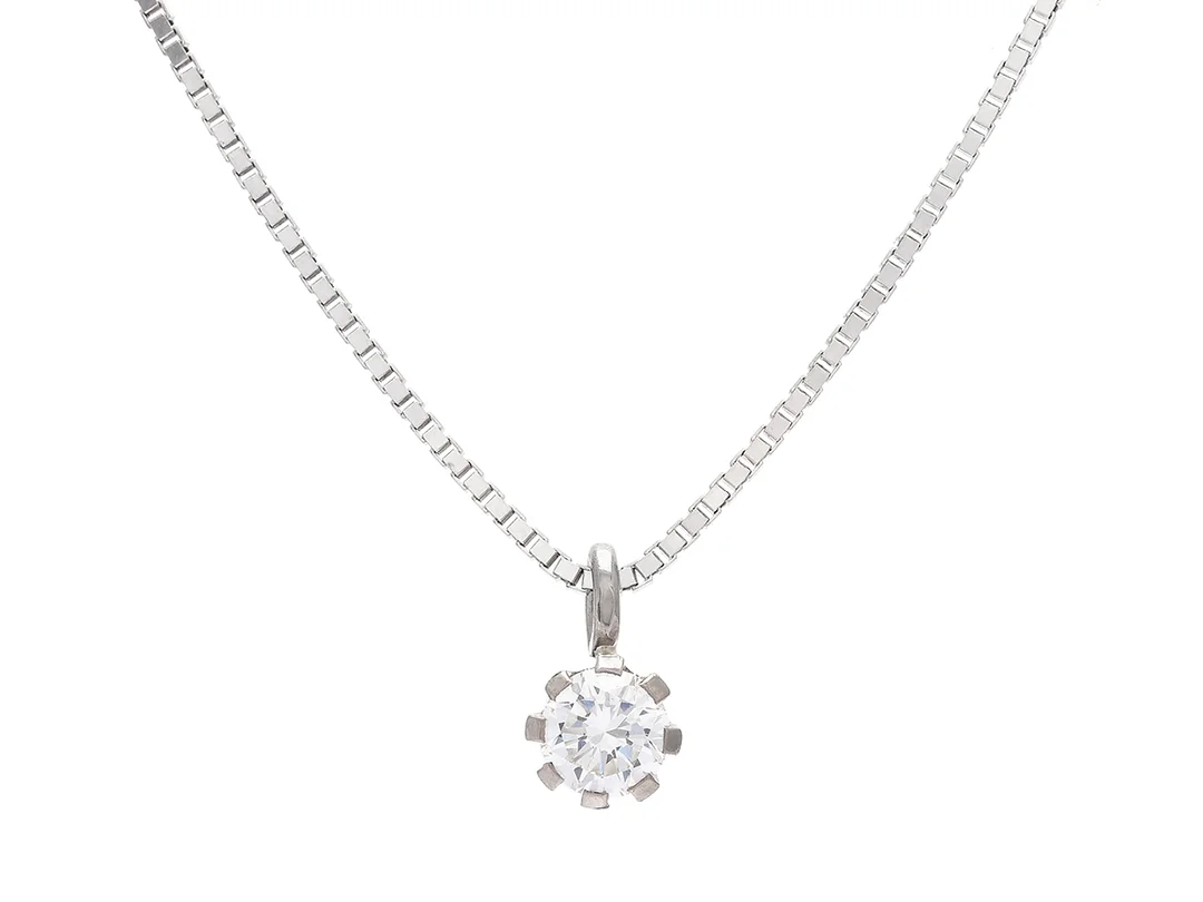 HÄNGE/KEDJA, 18K vitguld, briljantslipad diamant ca 0,60 ct ca Cr(J)/VS2, venezia, längd 42 cm, vikt 5,6 g. — Smycken/Hänge med kedja — Kaplans
