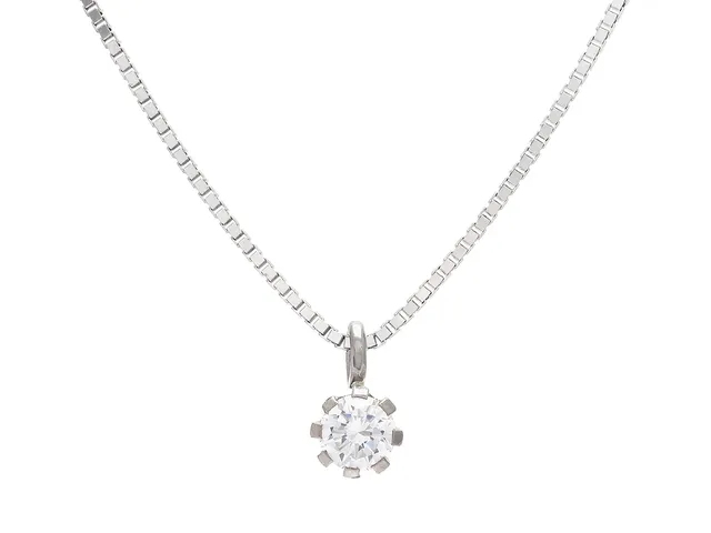 HÄNGE/KEDJA, 18K vitguld, briljantslipad diamant ca 0,60 ct ca Cr(J)/VS2, venezia, längd 42 cm, vikt 5,6 g.