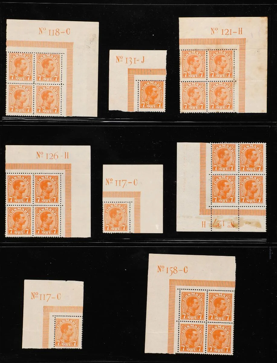 Denmark. Christian X. Plate numbers. Comprehensive accumulation plate numbers on Christian X issues incl. many better and expensive stamps. Ex. Niels Kristian Hansen — Stamps, Covers & Postal History/Denmark/Samlinger/lot & partier — Bruun Rasmussen