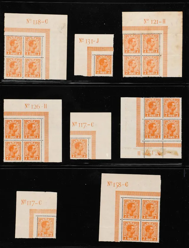 Denmark. Christian X. Plate numbers. Comprehensive accumulation plate numbers on Christian X issues incl. many better and expensive stamps. Ex. Niels Kristian Hansen