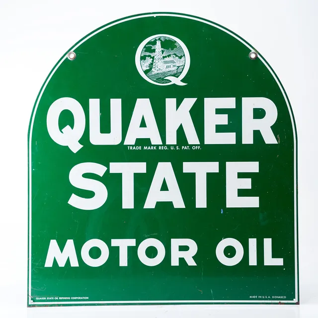 QUAKER STATE - MOTOR OIL, plåtskylt, 1960/70-tal.