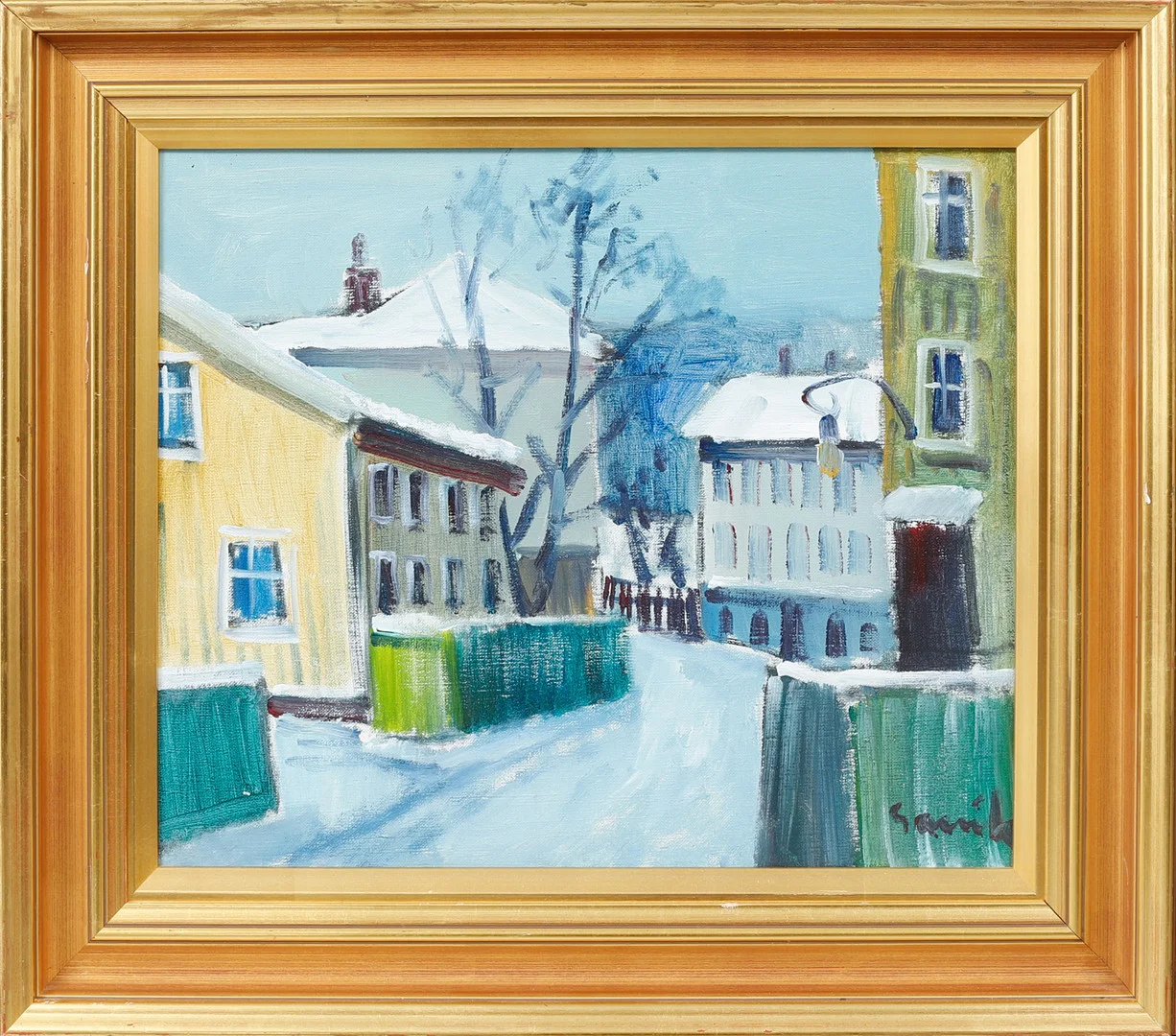 TAGE GAVIK. "Gröna gatan", olja på duk, signerad. — Paintings — Göteborgs Auktionsverk