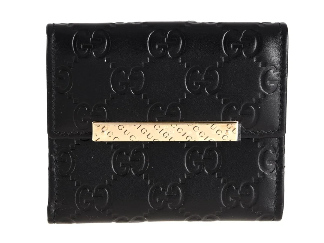 PLÅNBOK, GUCCI, Guccissima, svart läder, 11x9 cm, kort, mynt, sedel, originalask. — Accessoarer/Plånböcker — Kaplans