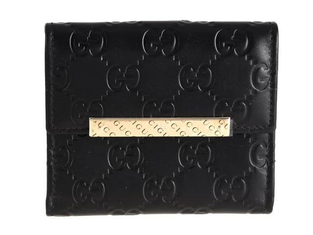 PLÅNBOK, GUCCI, Guccissima, svart läder, 11x9 cm, kort, mynt, sedel, originalask.