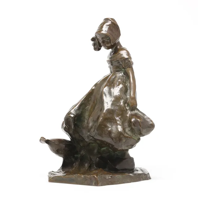 RUTH MILLES (1873-1941). Flicka med knyte och gås.