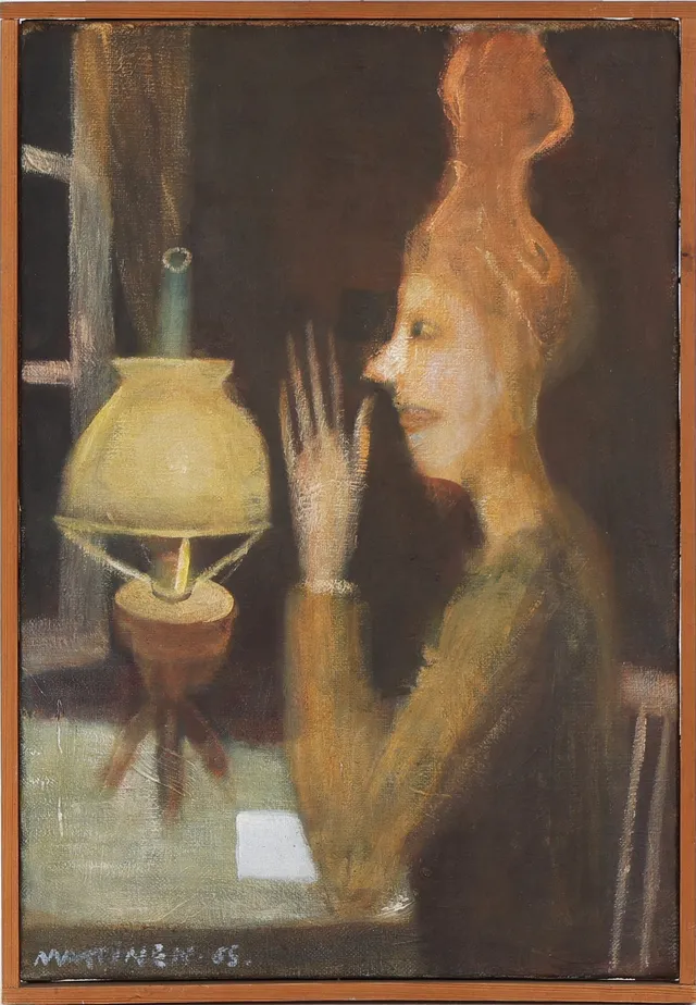 Seppo Mattinen: Interior with woman and lamp