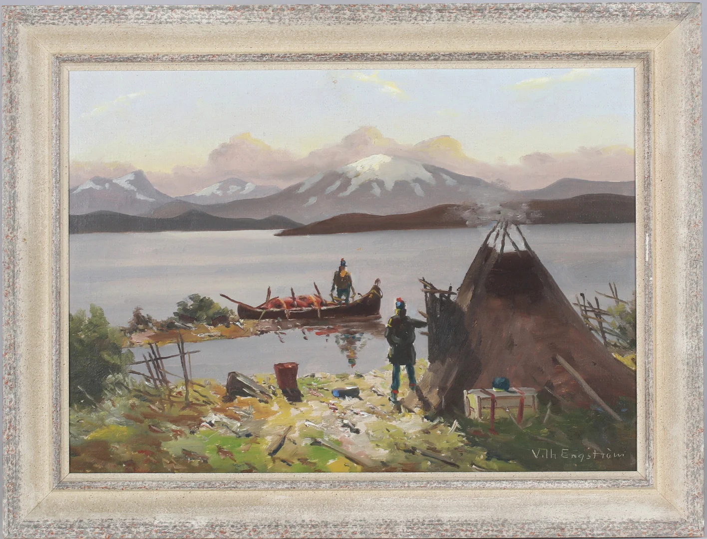 VILHELM ENGSTRÖM. Sameläger, olja på duk, signerad. — Paintings — Stadsauktion Sundsvall