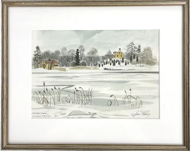 LARS HOLM (f. 1956), akvarell, "Marsvår Vikasjön 91", signerad.