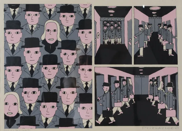 HARITON PUSHWAGNER. "Oppover II" ur serien "En dag i familien Manns liv", seriegrafi, signerad, numrerad samt daterad -80.