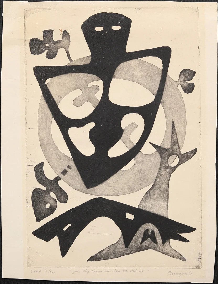 ERIC GRATE (1896-1983). Betitlad, etsning Etat 3/20, signerad. — Engravings & Prints — Garpenhus Auktioner