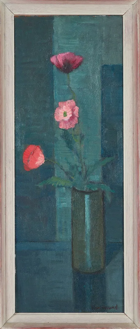HELGE HOLMLUND (1911-1989). Blommor i vas, olja på duk lagd på pannå, signerad H Holmlund.