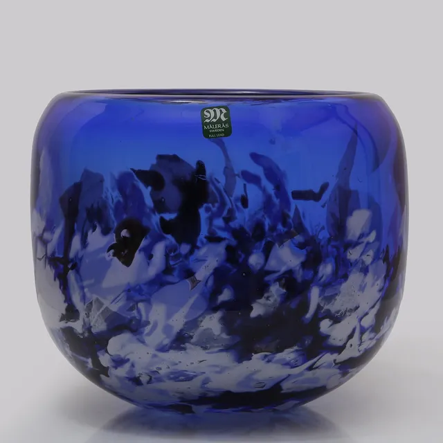 MATS JONASSON. SKÅL, KONSTGLAS, SIGNERAD MJ SWEDEN 5952, MÅLERÅS.