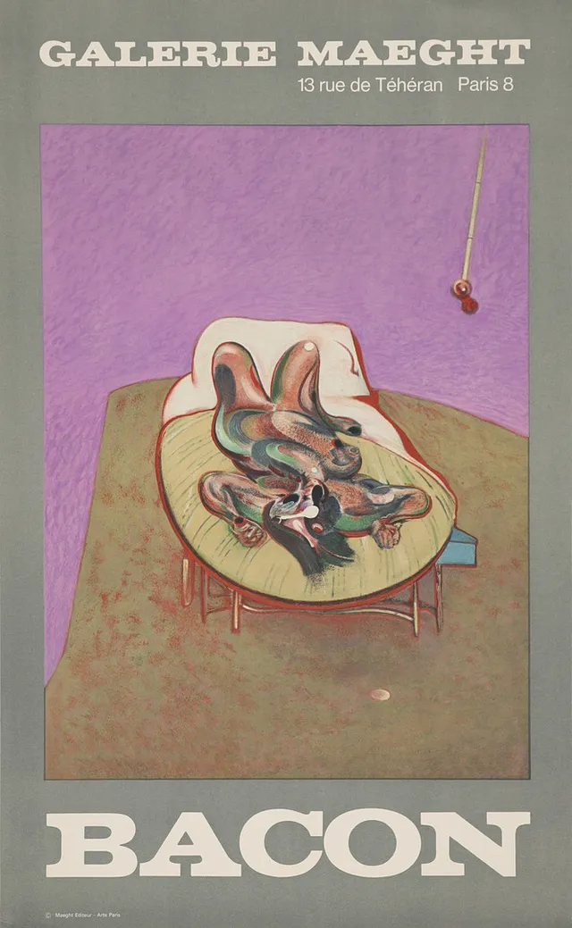 FRANCIS BACON. "Personnage couché", utställningsaffisch Galerie Maeght 1966.
