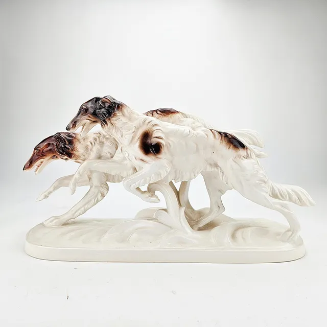 FIGURIN, porslin, Borzoi, VEB Zierkeramik Katzhütte, Tyskland.