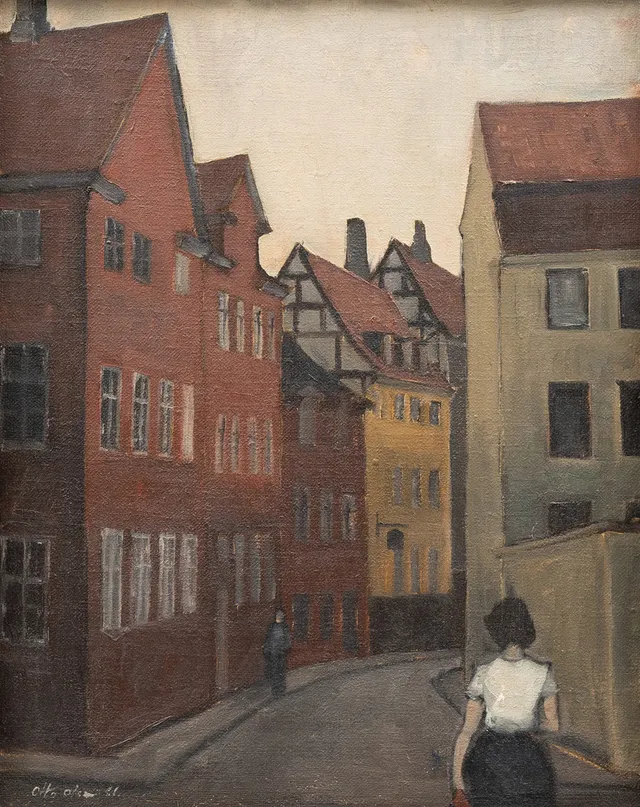 OTTO OLSEN (1905-1966). Köpenhamnsmotiv, olja på duk, signerad.
