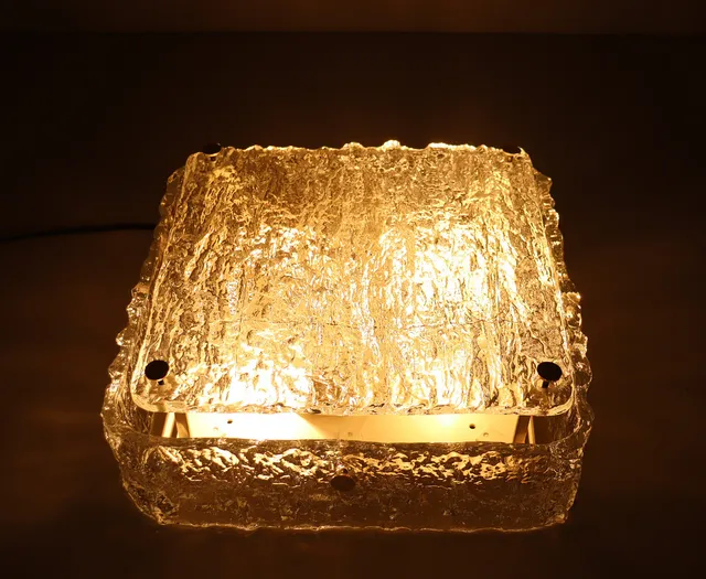 Mid Century Eisglas Deckenlampe/Wandlampe Kaiser Leichten, Deutschland, 1960er Jahre.