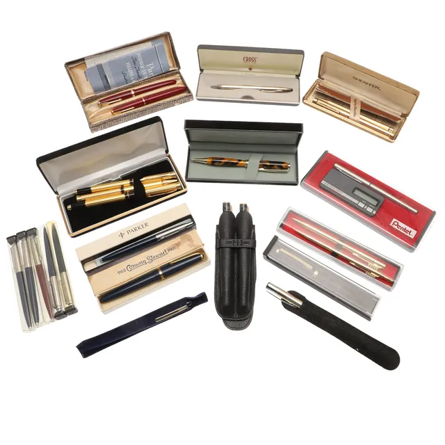 VARIOUS BOXED PENS & SILVER PENCIL.