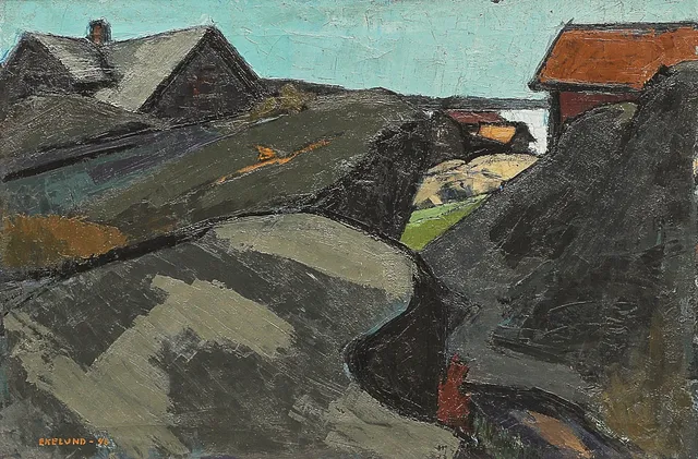 IVAR EKELUND. Oljemålning, signerad -46, Kustlandskap.