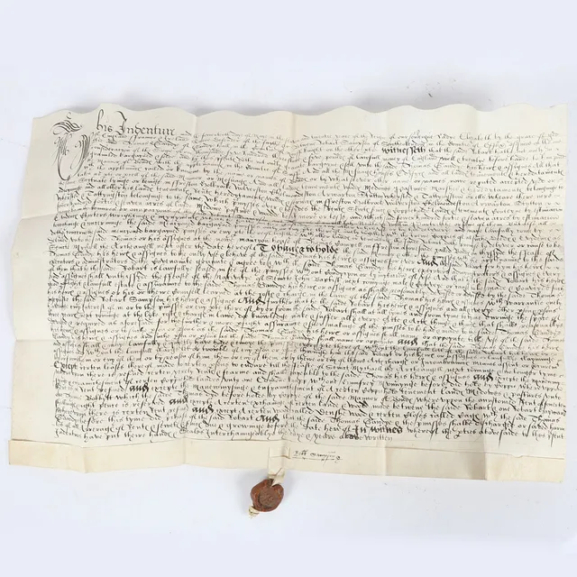 A 16TH CENTURY ELIZABETH I VELLUM INDENTURE.