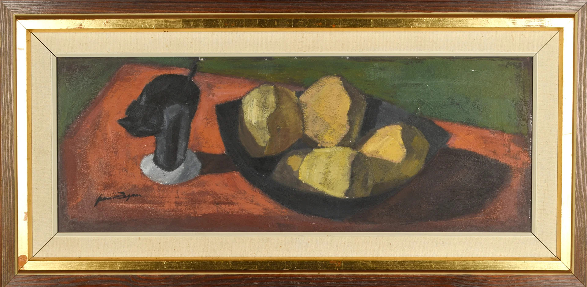 JEAN RAGNAR. Olja på pannå, “Stilleben med katt”. — Paintings — Norrlands Auktionsverk