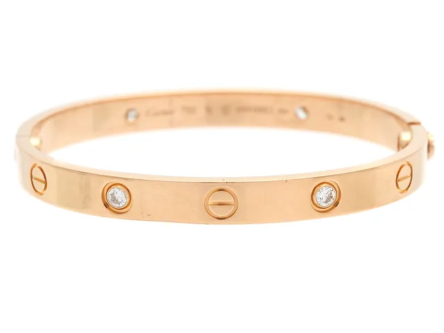 CARTIER, armband, Love Bracelet, 4 briljantslipade diamanter ca 0,42 ctv, refnr WM8883, stl 16, vikt 29,3 g.