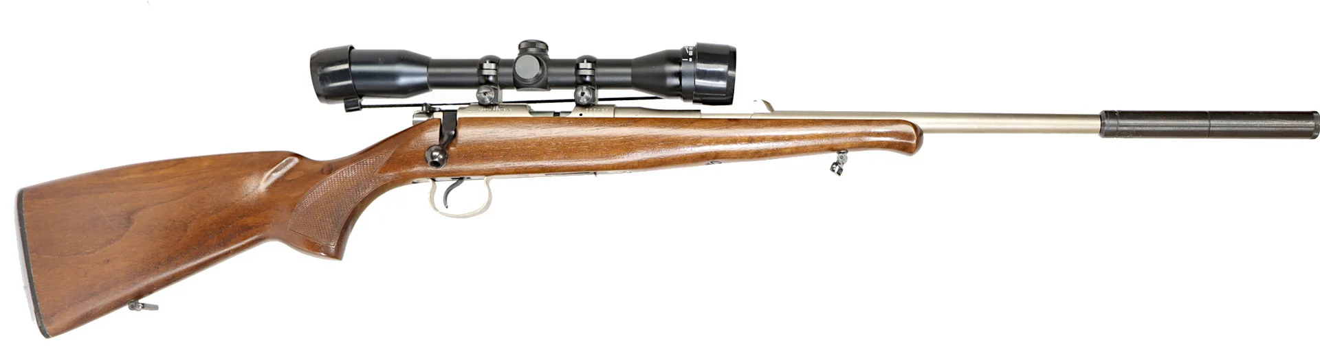 KULGEVÄR MED LJUDDÄMPARE, fabrikat CZ, modell 452-2E ZKM, kaliber .22LR, tillv.nr 755098, se-nr SE0136511. — Rifles — Walter Borg