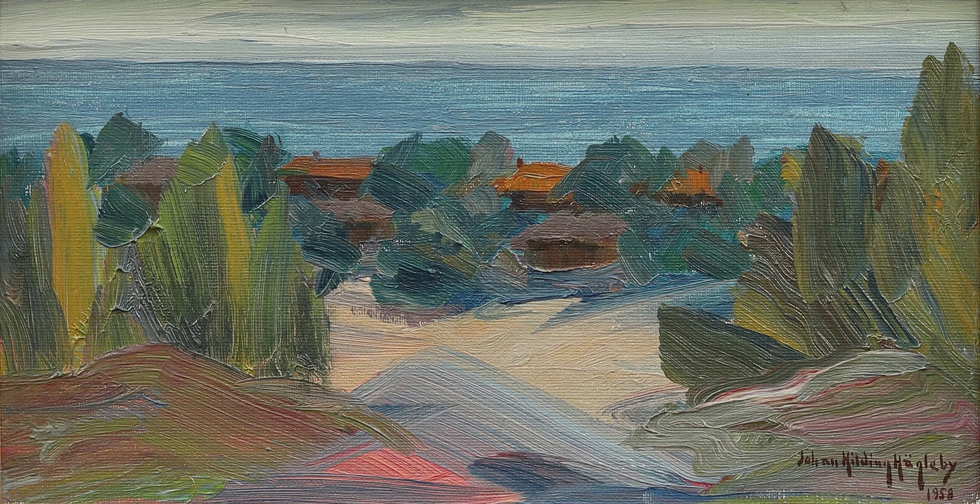 JOHAN HILDING HÄGLEBY. Arild, olja på duk, signerad och daterad 1958. — Paintings — Garpenhus Auktioner