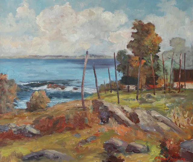 EMIL RUNEFJORD. Kustmotiv, olja på duk, signerad E Runefjord -52.