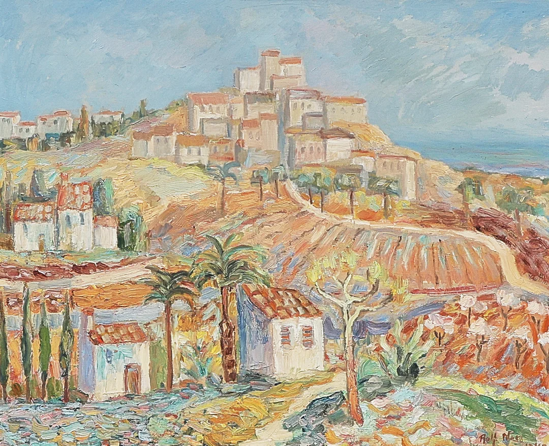 ROLF NORMAN. Oljemålning, Signerad 1947, Sydländsk bergs. — Paintings — Metropol Auktioner