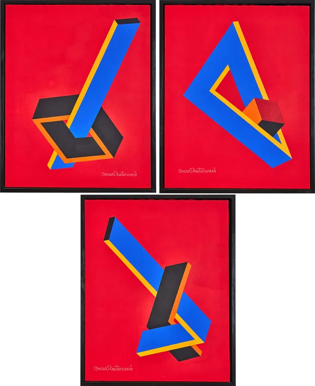 OSCAR REUTERSVÄRD. Omöjliga figurer, triptyk.