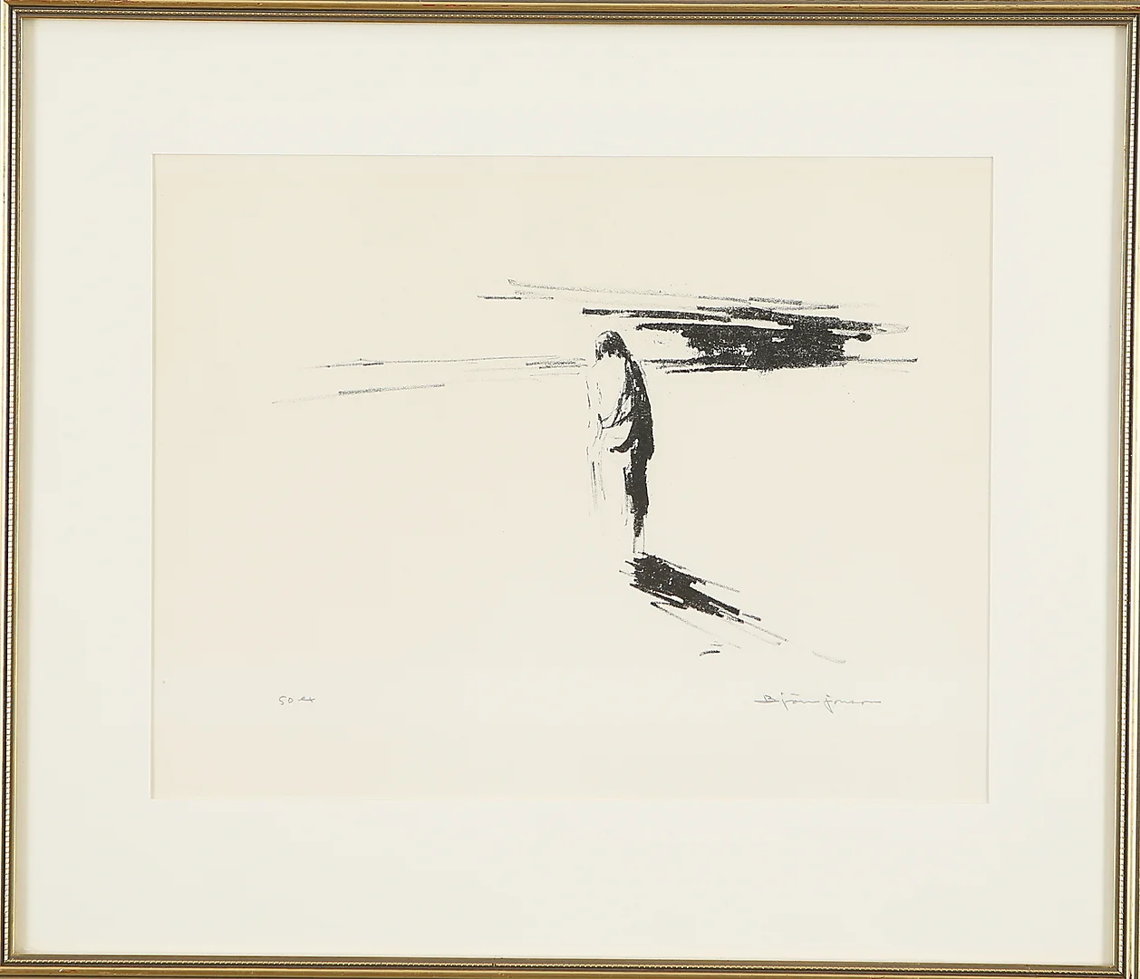 BJÖRN JONSSON. Komposition med kvinna, litografi, singerad upplaga om 50 ex. — Engravings & Prints — Auktionshuset Kolonn