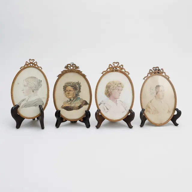 MINIATYRER, 4 stycken, 1800-tal.